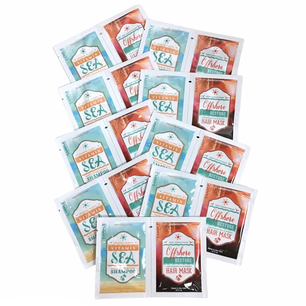 PERFECTLY POSH Vitamin Sea Salt Shampoo Offshore Restore Hair Mask Samples